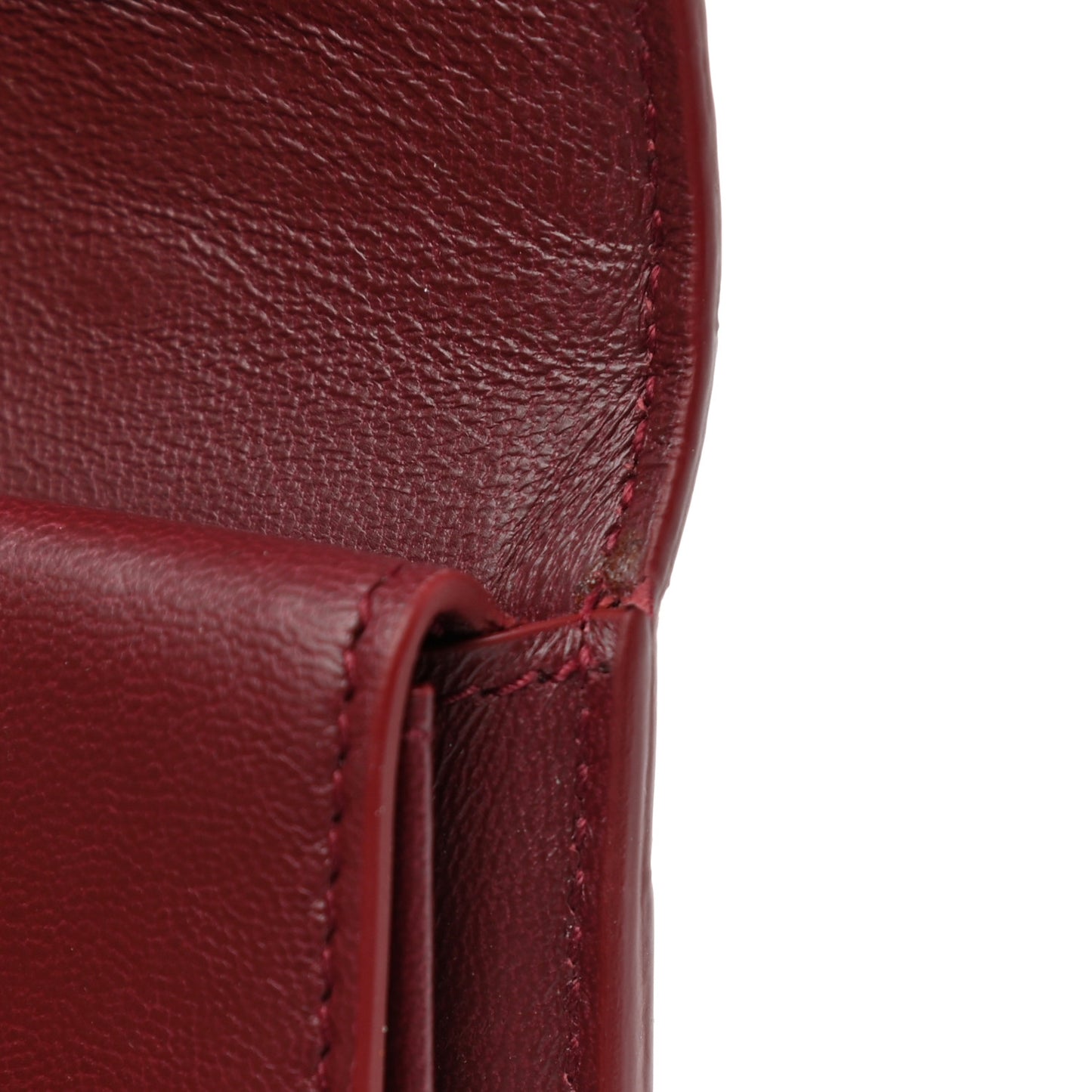 Shiny Calfskin Crocodile Embossed Hourglass Compact Wallet Dark Red