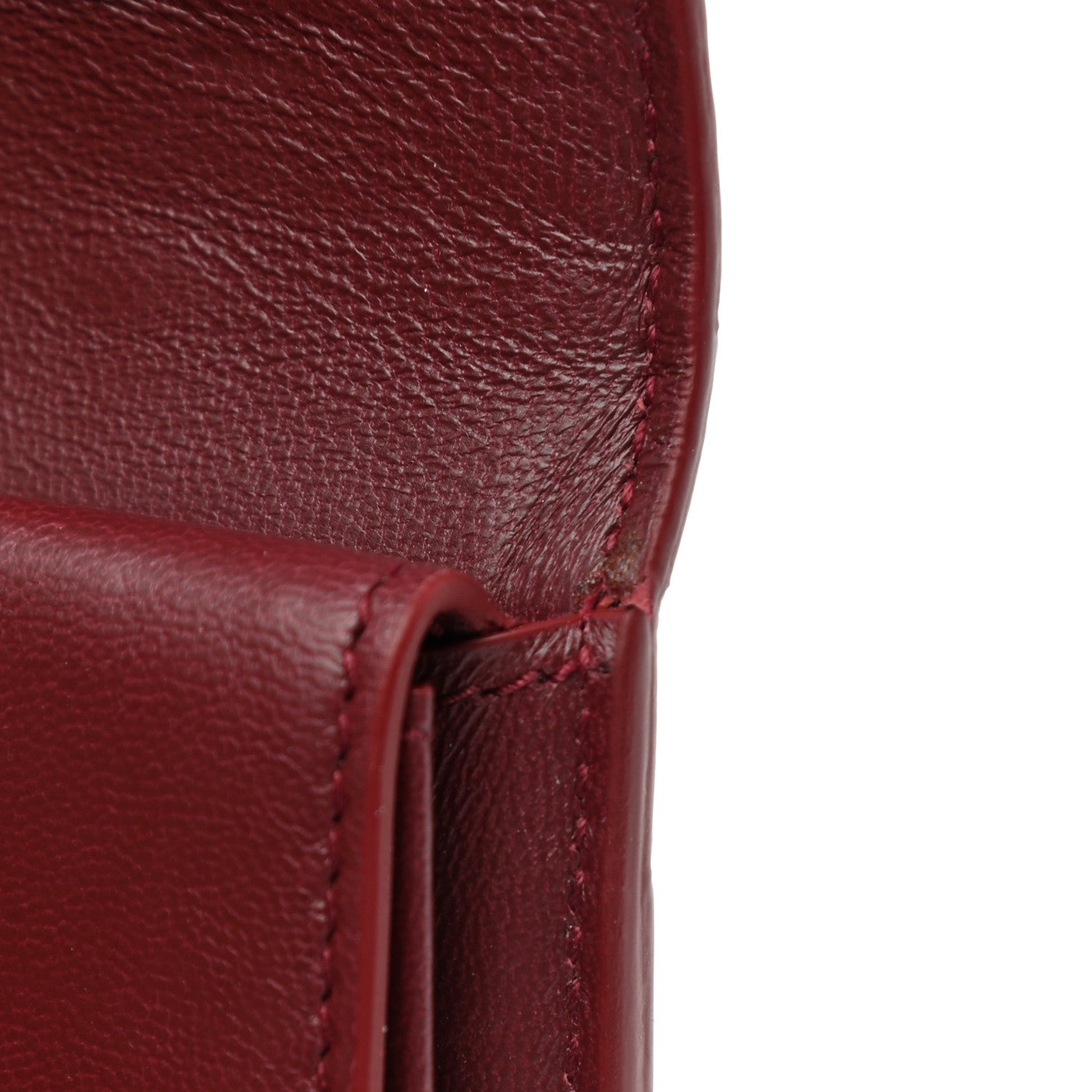 Balenciaga Shiny Calfskin Crocodile Embossed Hourglass Compact Wallet Dark Red 8 of 8