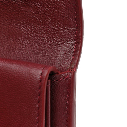Balenciaga Shiny Calfskin Crocodile Embossed Hourglass Compact Wallet Dark Red 8 of 8