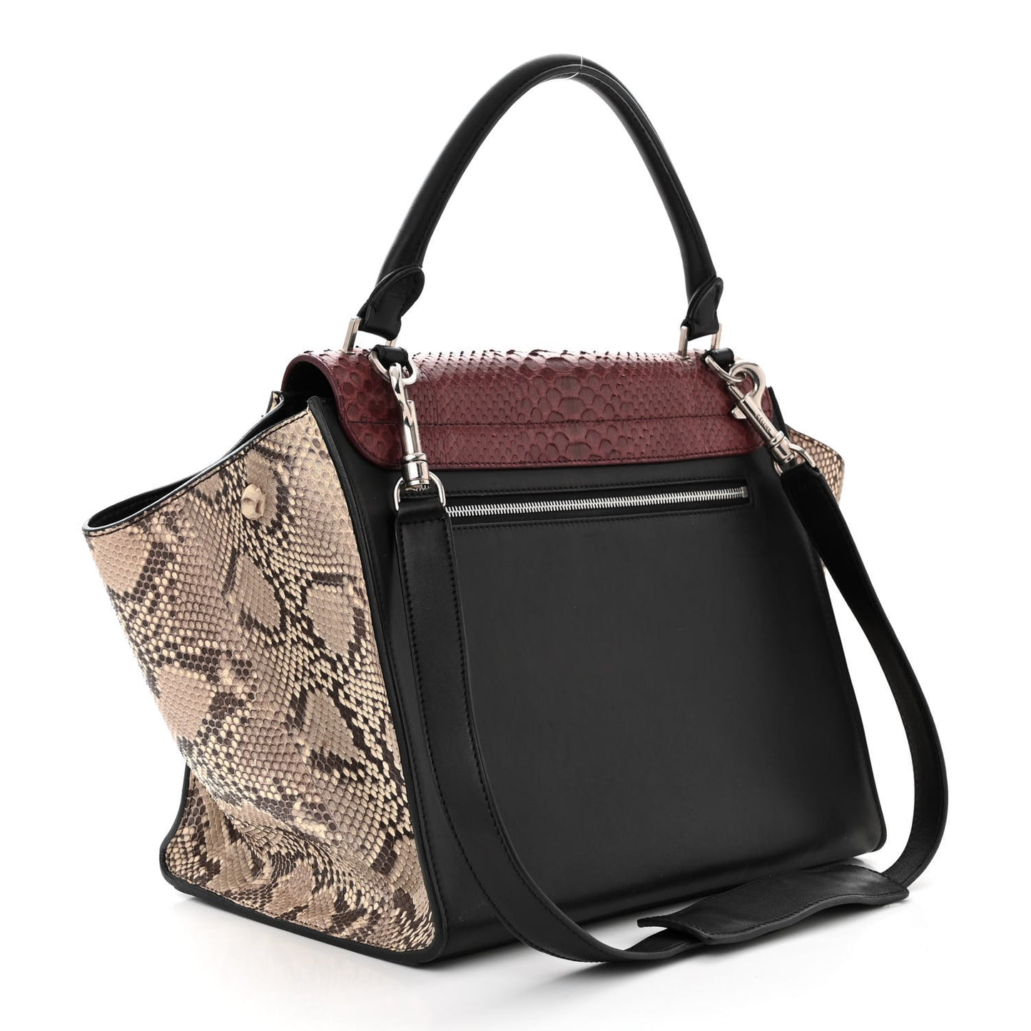 Snakeskin Calfskin Medium Trapeze Black Red