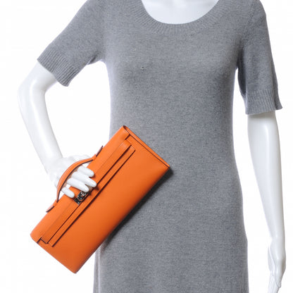 Hermes Swift Kelly Cut Clutch Pochette Orange 2 of 8