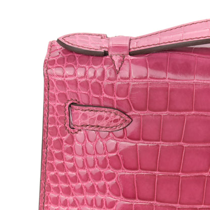 Hermes Shiny Alligator Kelly Pochette Fuchsia 11 of 26