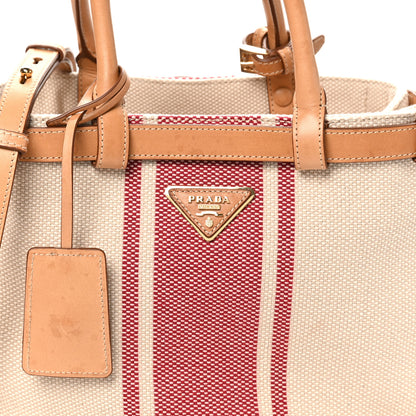 Prada Canapa Vitello Small Buckle Bag Tan Red 7 of 9