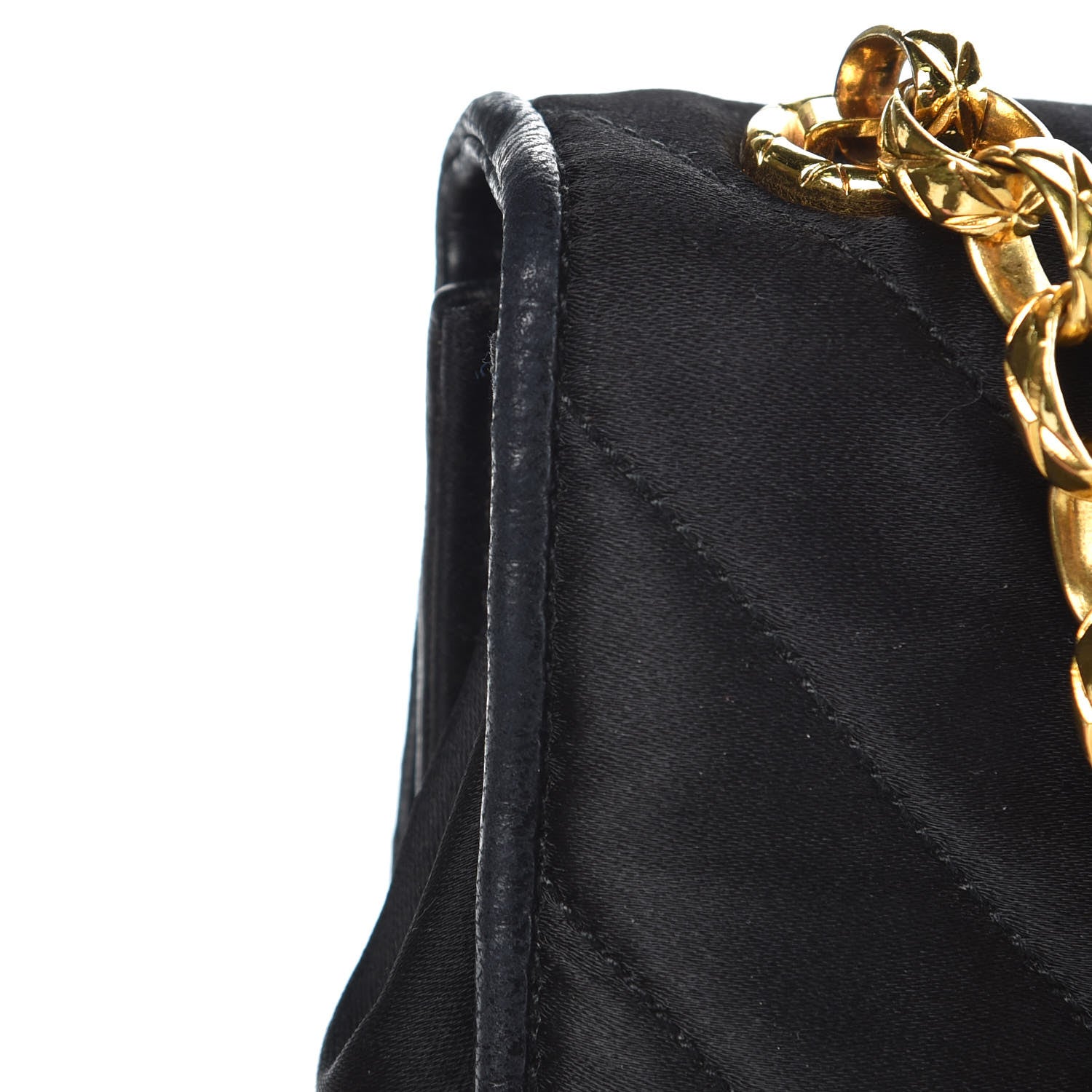 Chanel Satin Chevron Quilted Pearl Mini Square Flap Black 14 of 16