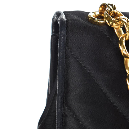 Chanel Satin Chevron Quilted Pearl Mini Square Flap Black 14 of 16