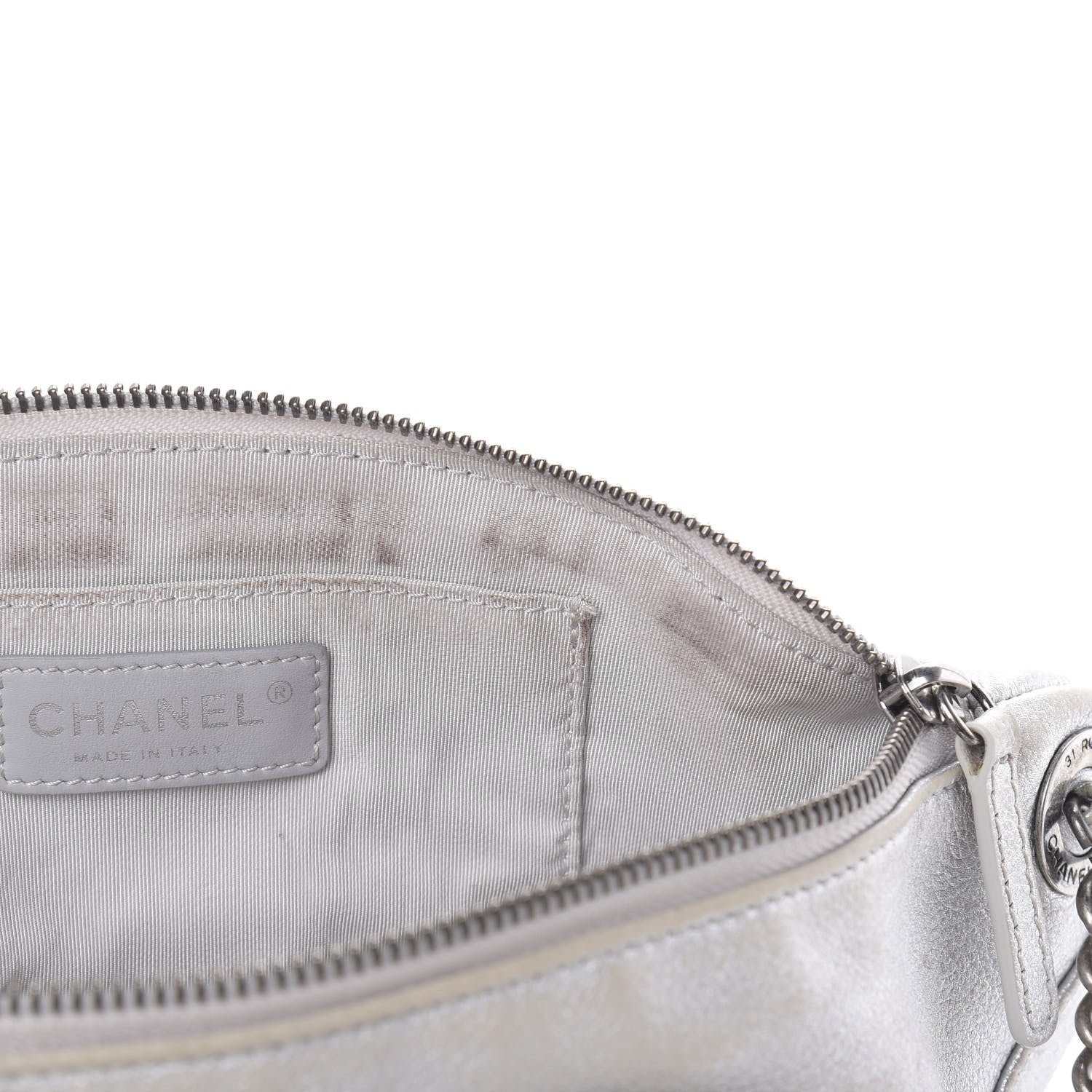 Chanel Metallic Grained Calfskin Quilted Casual Rock Waist Bag Fanny Pack Silver 11 of 18