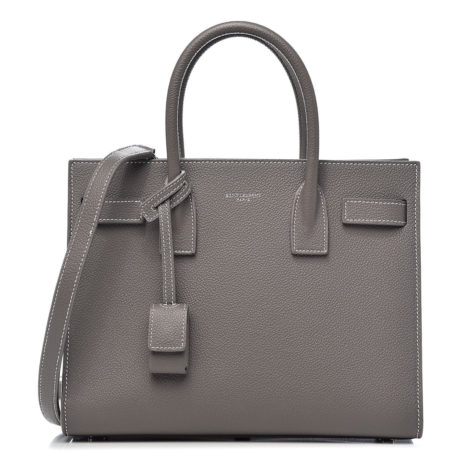 Saint Laurent Grained Calfskin Topstich Baby Sac De Jour Grey 1 of 10