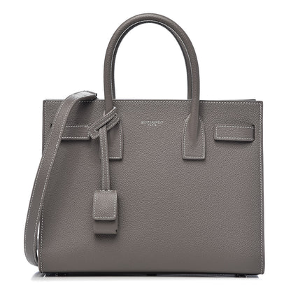 Saint Laurent Grained Calfskin Topstich Baby Sac De Jour Grey 1 of 10
