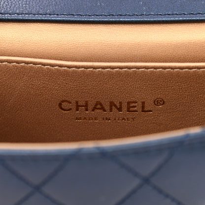Chanel Iridescent Lambskin Quilted Chic Pearls Flap Navy Blue 6 of 10
