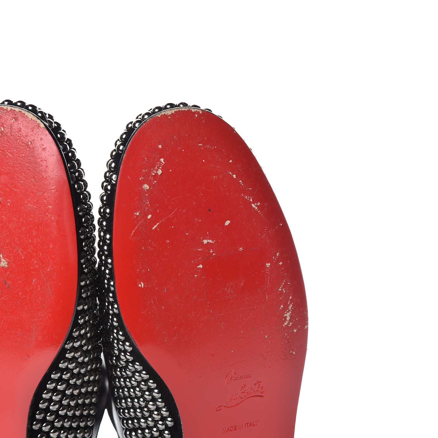 Christian Louboutin Calfskin Studded Womens Fred Clous Flats 40.5 Black Gun 10 of 14