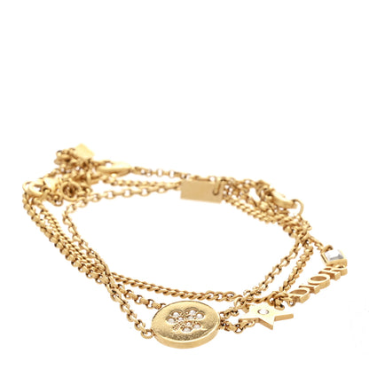 Christian Dior Crystal Logo Charms Bracelet Set of 3 Gold 1 of 4