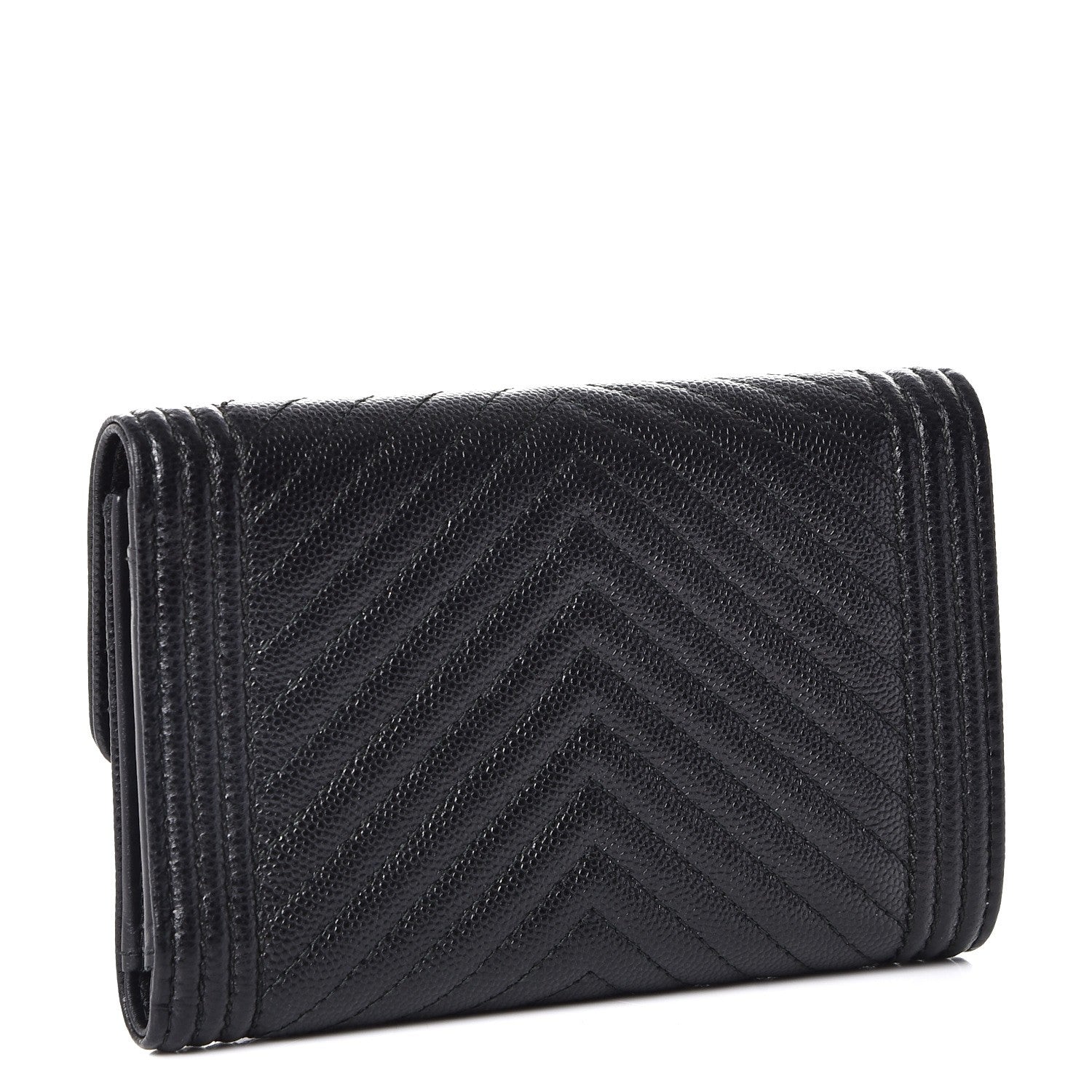Chanel Caviar Chevron Quilted Small Boy Flap Wallet Black 3 of 10