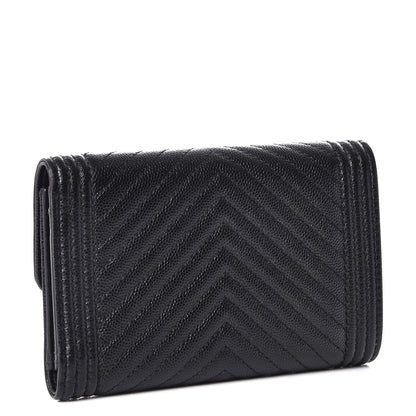 Chanel Caviar Chevron Quilted Small Boy Flap Wallet Black 3 of 10