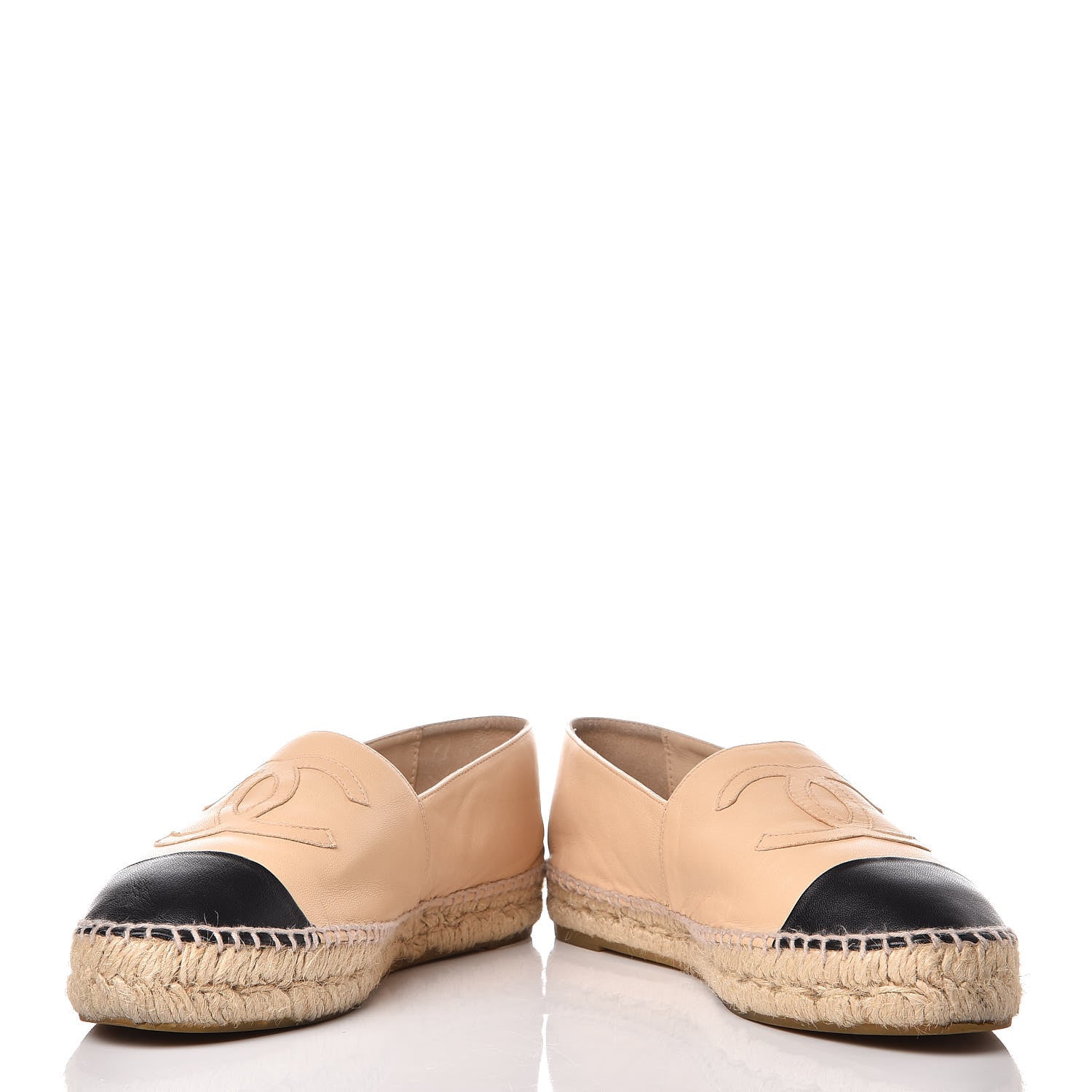 Chanel Lambskin CC Espadrilles 39 Beige Black 5 of 13