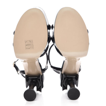 Chanel Patent Crumpled Calfskin Parthenon Platform Sandals 41 Black 5 of 9