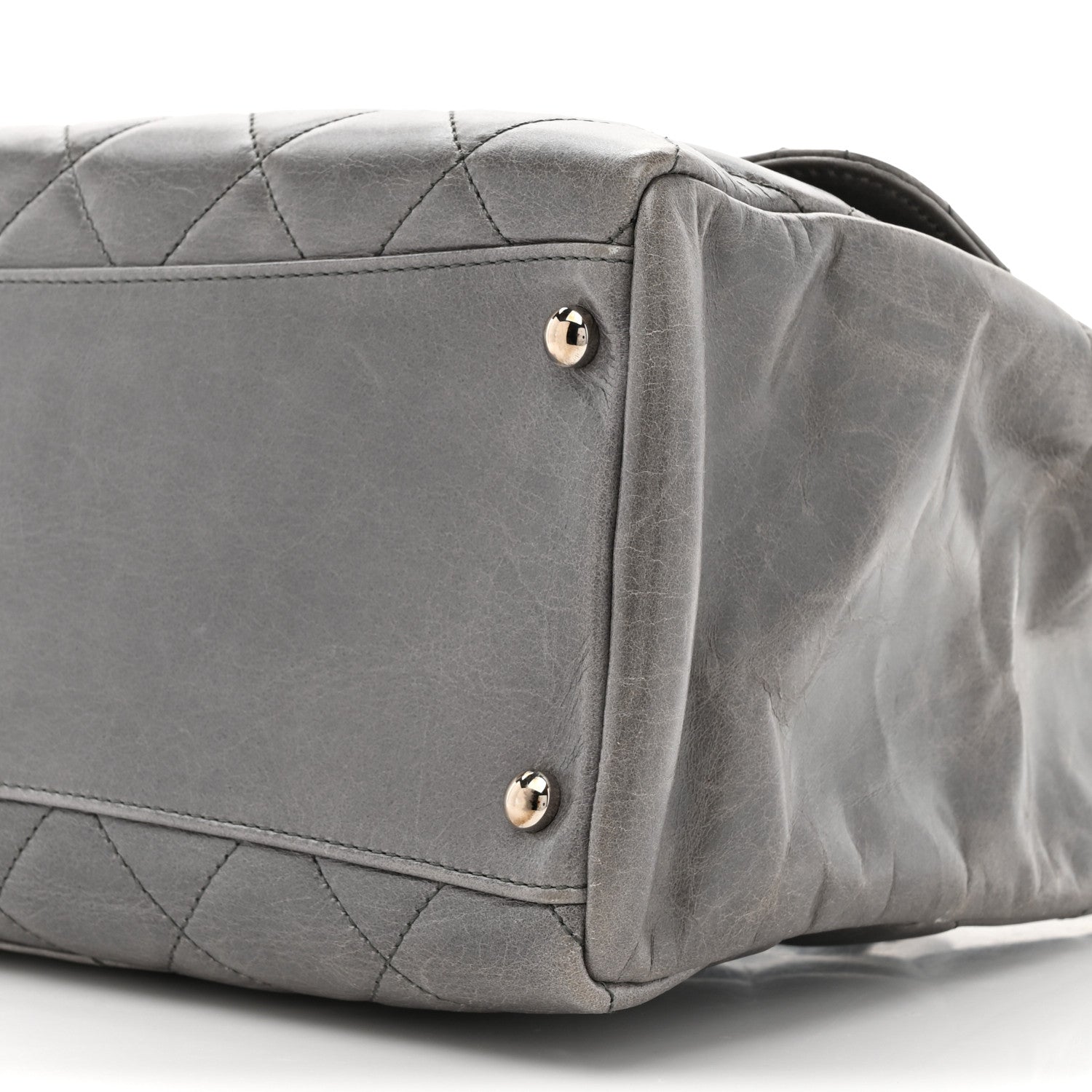 Chanel Glazed Calfskin Quilted Large CC Delivery Tote Grey 9 of 11