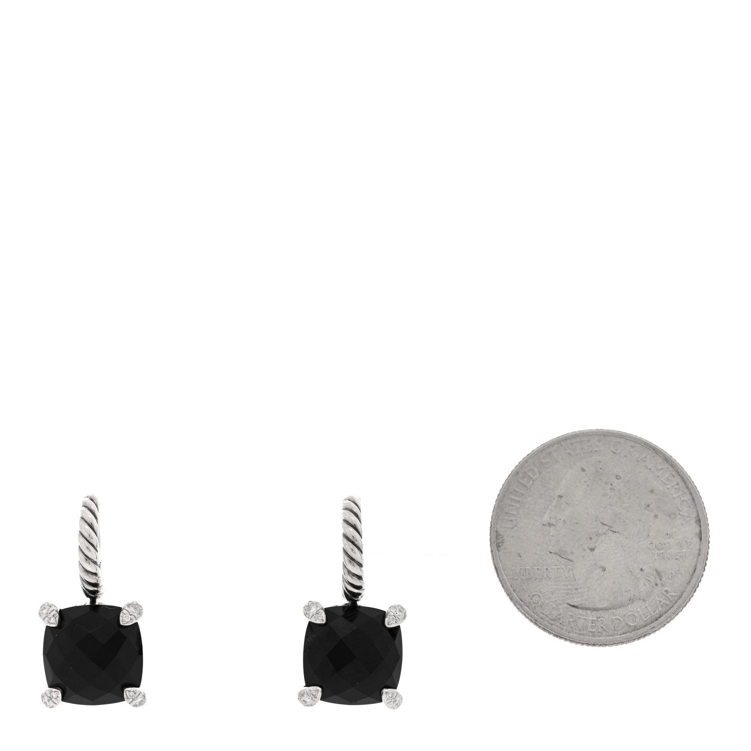 David Yurman Sterling Silver Diamond Black Onyx Chatelaine Drop Earrings 2 of 4