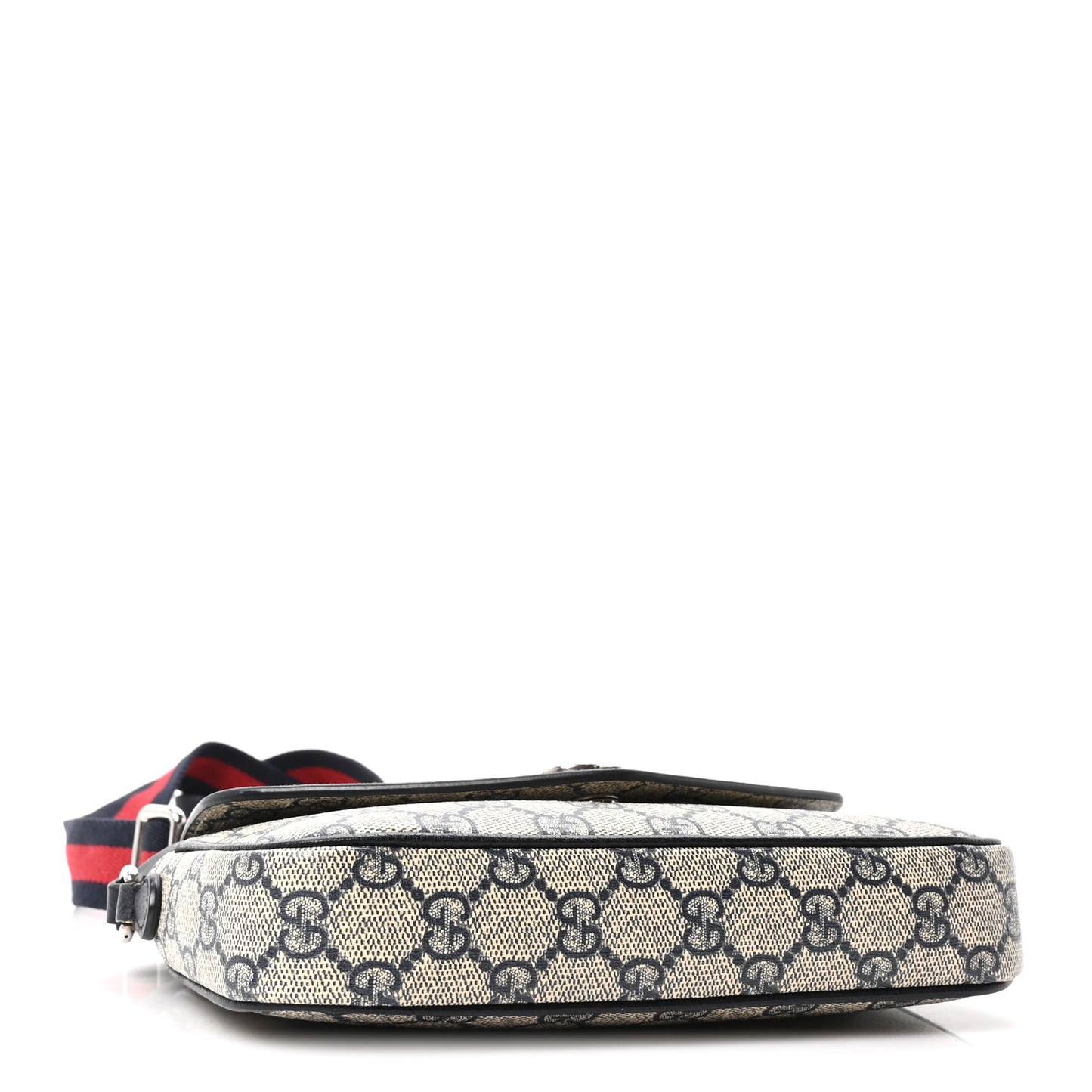 GG Supreme Monogram Textured Dollar Calfskin Web Mini Ophidia Envelope Shoulder Bag Beige Blue