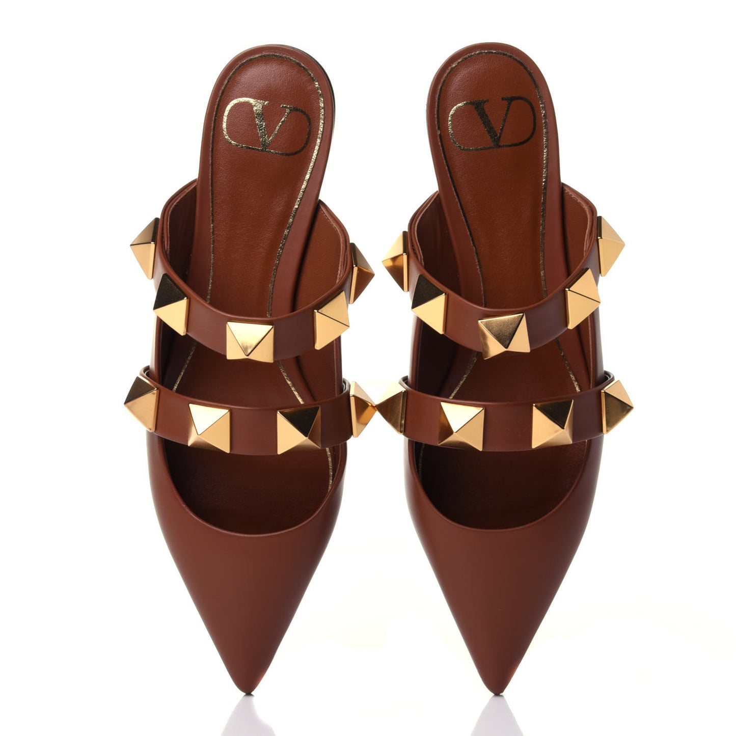Calfskin Roman Stud Flat Mules 36 Selleria