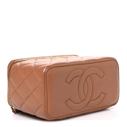 Chanel Lambskin Quilted Pearl Crush Small Vanity Case With Chain Brown 4 of 12