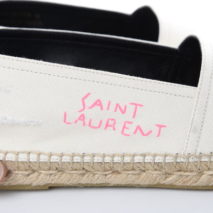 Saint Laurent Canvas Elba Logo Embroidered Espadrilles 42 Panna 6 of 10