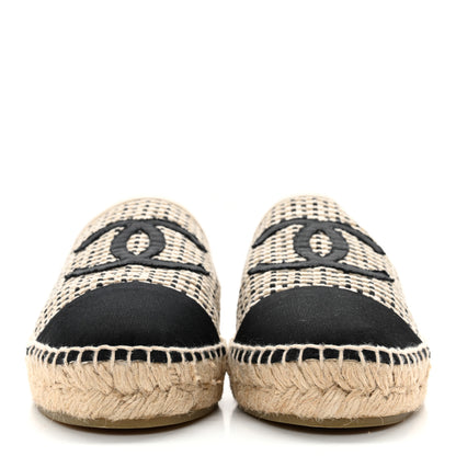 Chanel Mesh Grosgrain CC Espadrilles Mule 40 Beige Black 2 of 10
