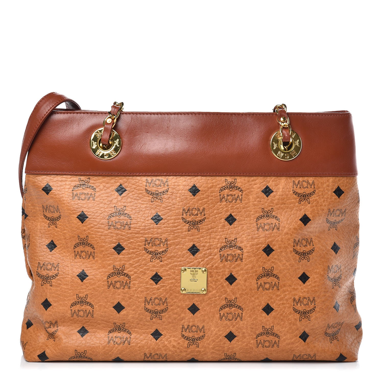 MCM Visetos Shopping Tote Cognac 1 of 10
