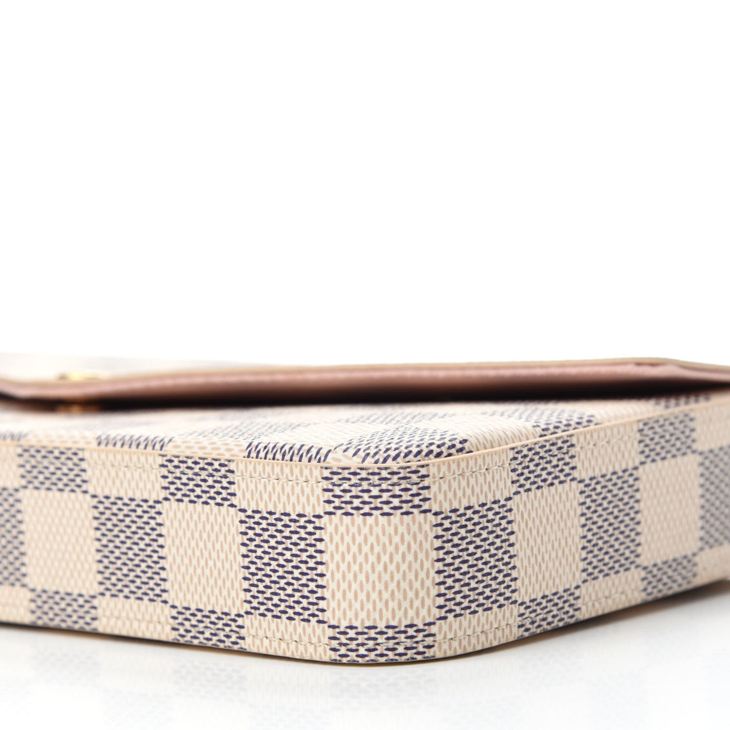 Damier Azur Pochette Felicie Chain Wallet Rose Ballerine