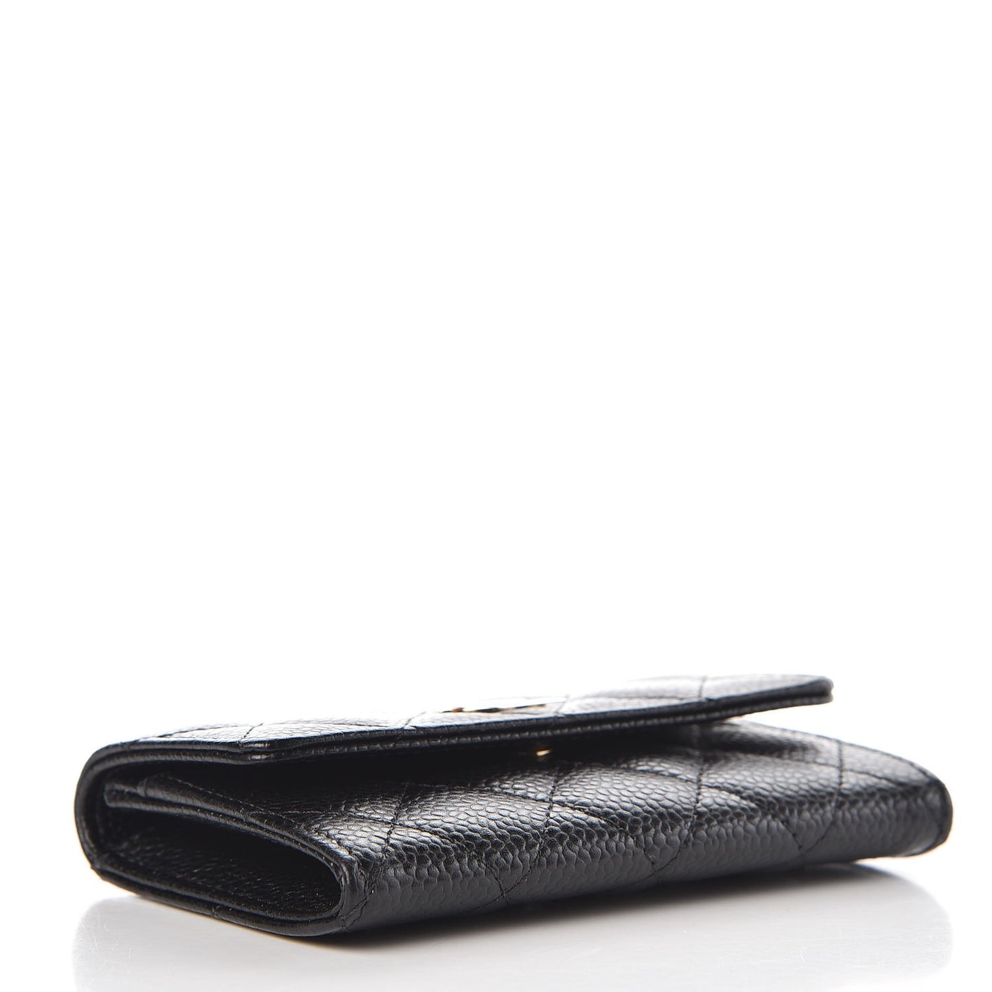 Caviar Quilted Flap Card Holder Black