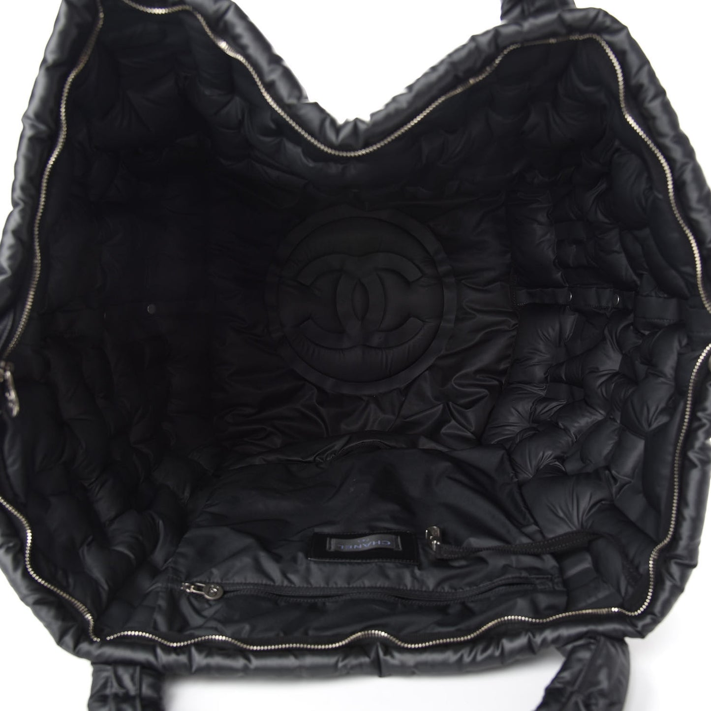 Nylon Embossed Large Doudoune Bowling Bag Black