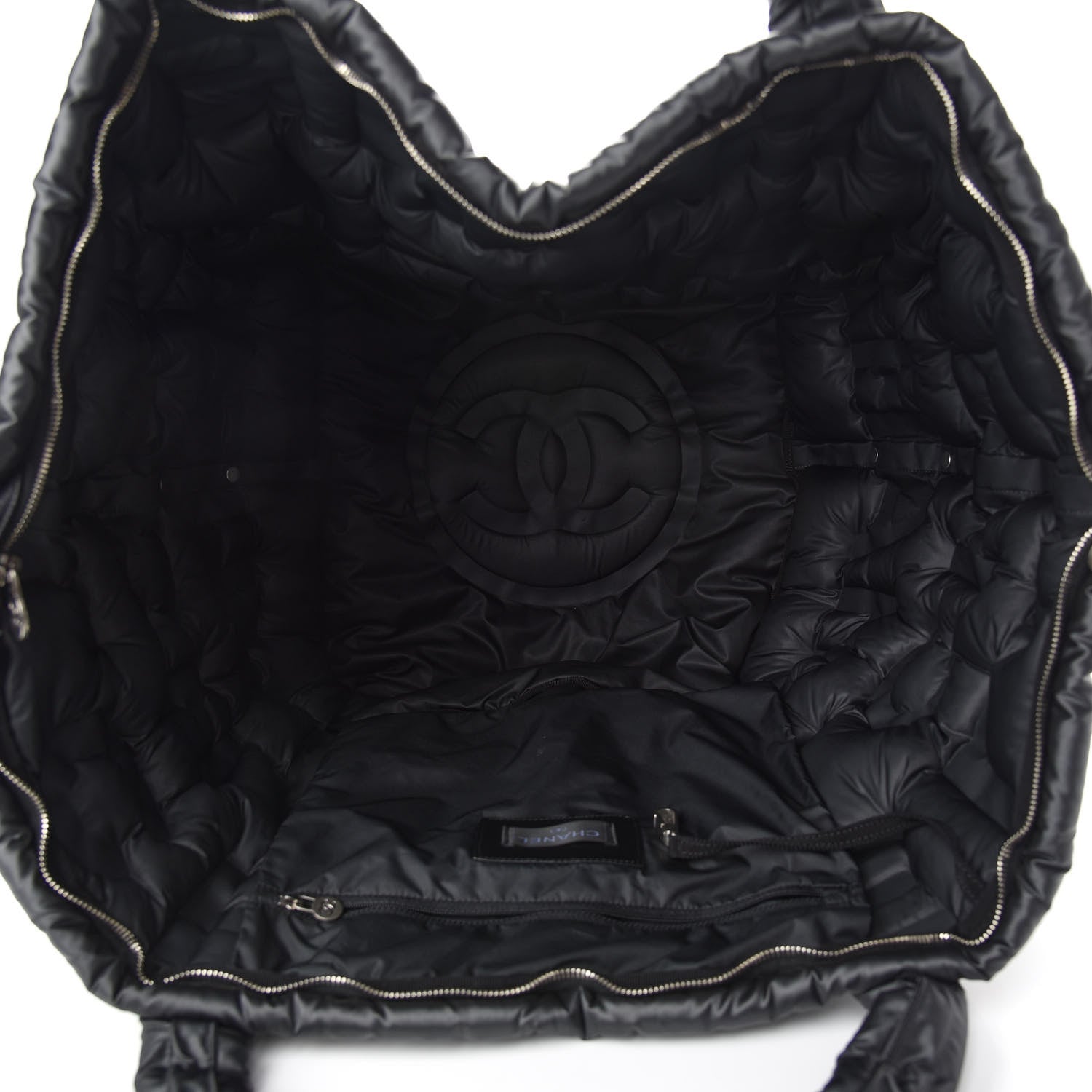 Chanel Nylon Embossed Large Doudoune Bowling Bag Black 5 of 8
