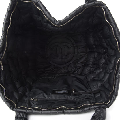 Chanel Nylon Embossed Large Doudoune Bowling Bag Black 5 of 8