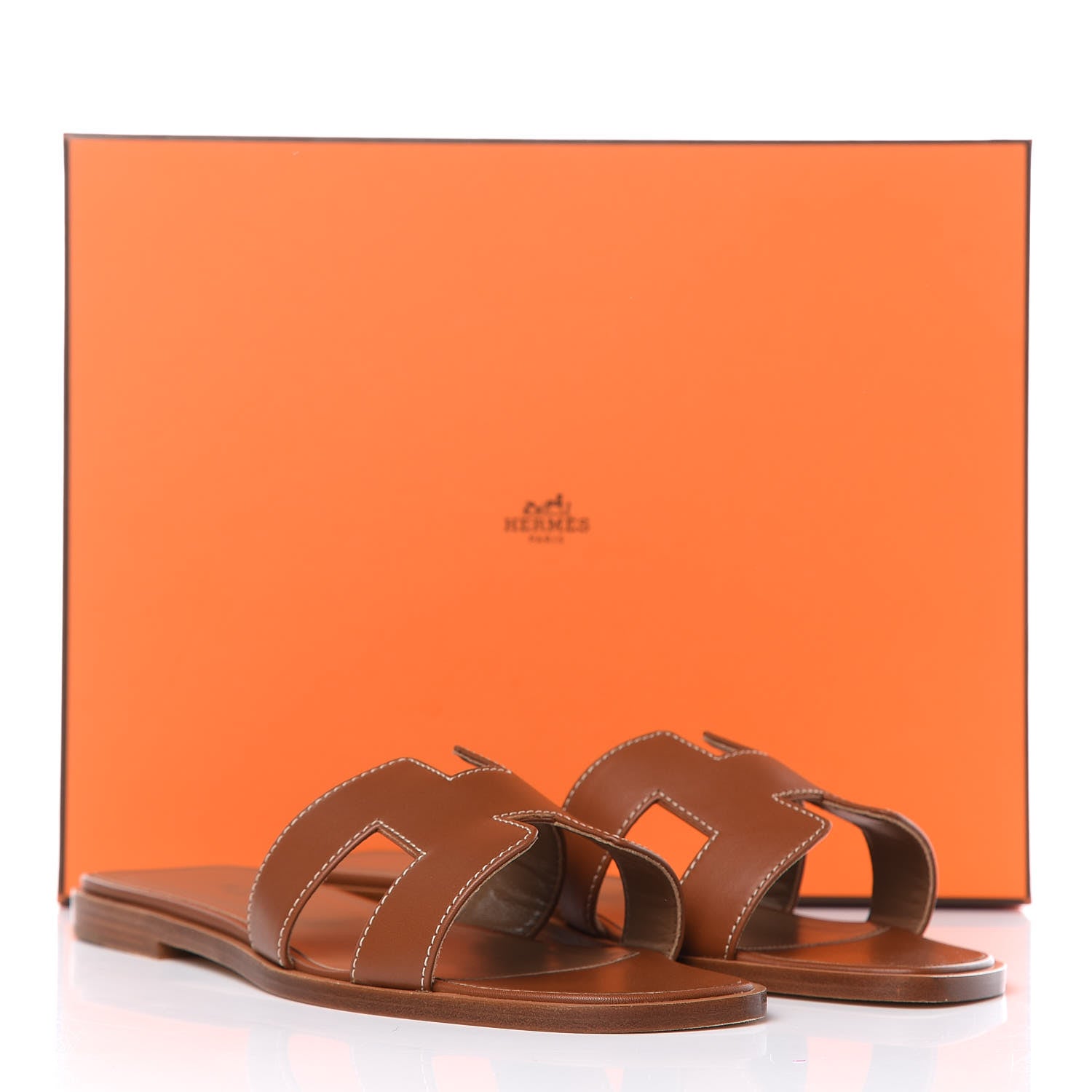 Hermes Box Calfskin Oran Sandals 37 Gold 8 of 8