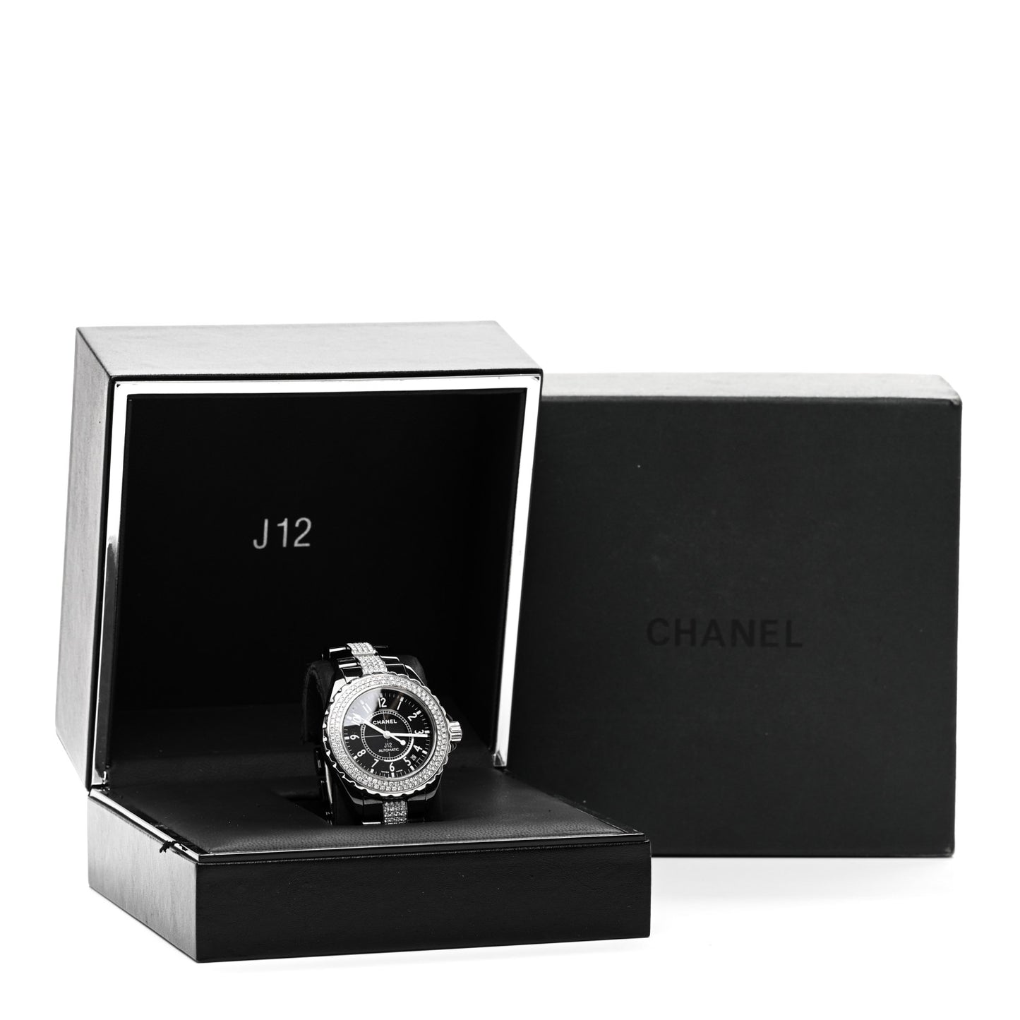 Stainless Steel Ceramic Diamond Pave Bezel 38mm J12 Automatic Watch Black
