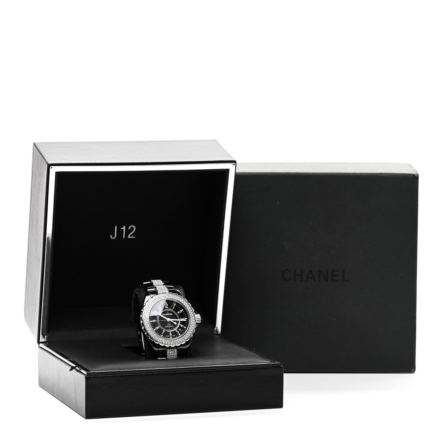 Chanel Stainless Steel Ceramic Diamond Pave Bezel 38mm J12 Automatic Watch Black 5 of 5