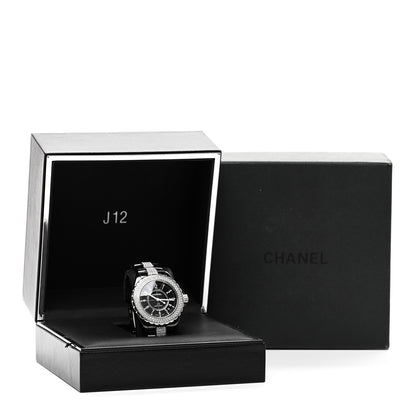 Chanel Stainless Steel Ceramic Diamond Pave Bezel 38mm J12 Automatic Watch Black 5 of 5