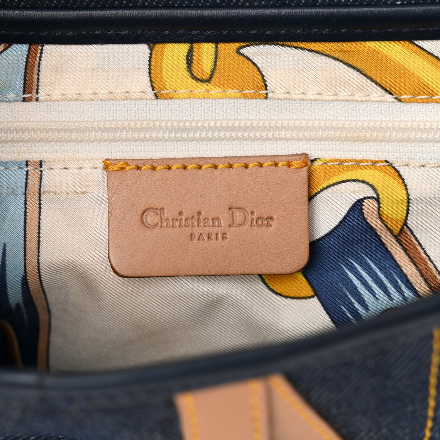 Christian Dior Denim Calfskin Saddle Bag Blue 6 of 11