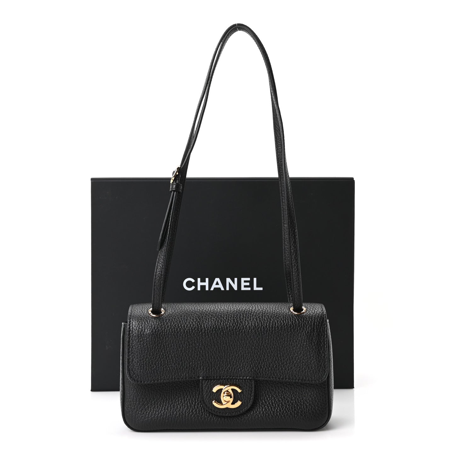 Grained Calfskin Mini Souplissimo Maxi Flap Black