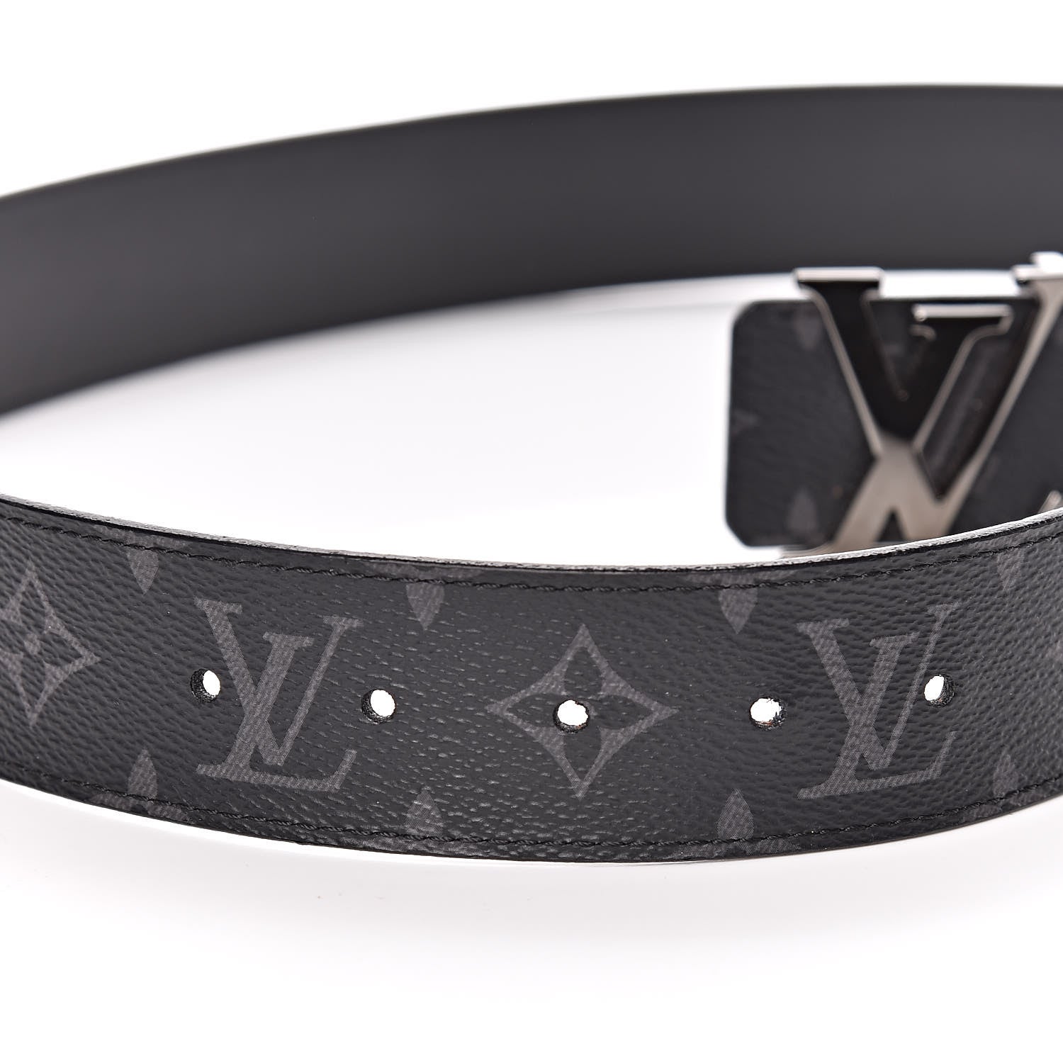 Louis Vuitton Monogram Eclipse Taigarama 40mm LV Initiales Reversible Belt 85 34 Black 5 of 8