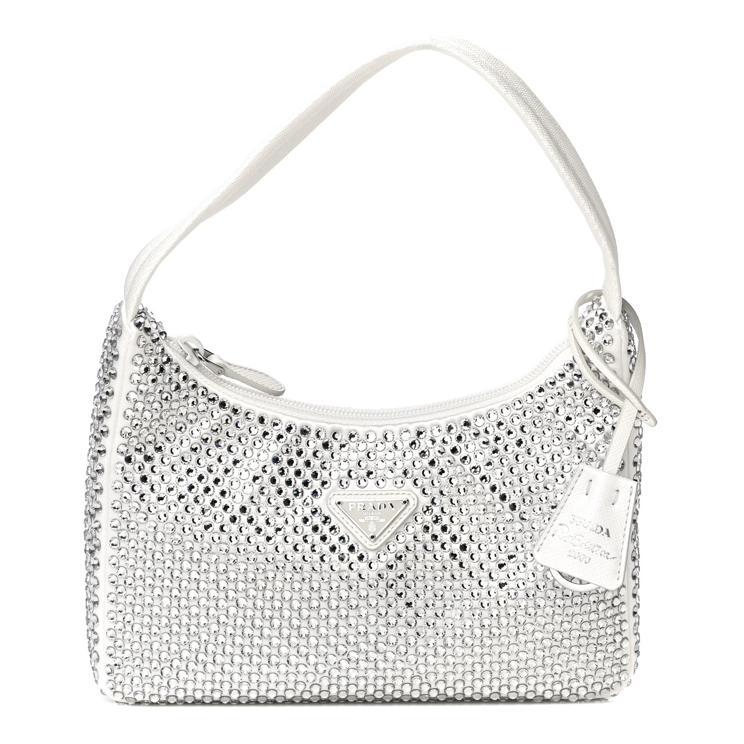 Prada Satin Crystal Mini Re-Edition 2000 Bag White 1 of 12