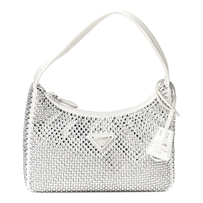 Prada Satin Crystal Mini Re-Edition 2000 Bag White 1 of 12