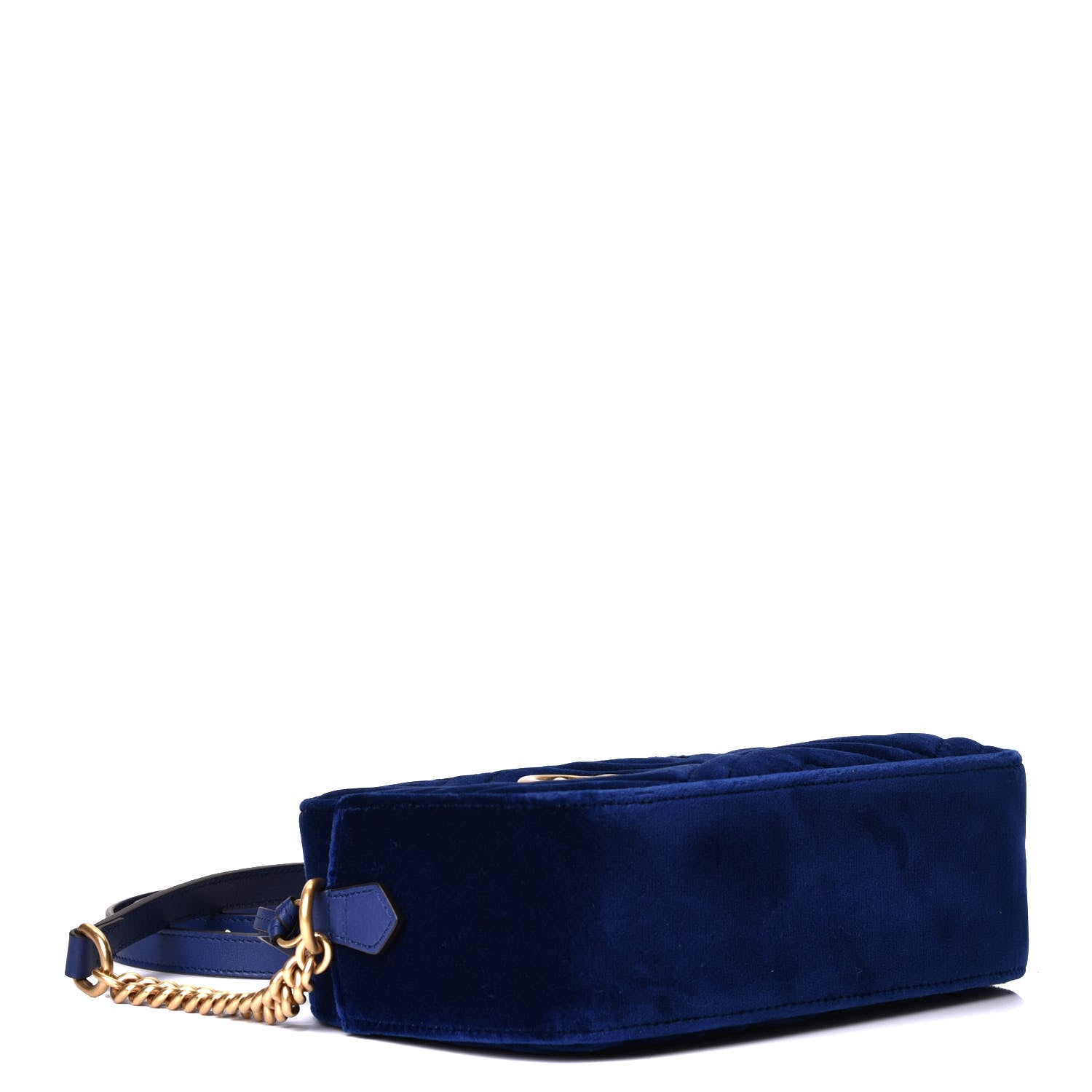 Gucci Velvet Matelasse Small GG Marmont Chain Shoulder Bag Cobalt 3 of 6
