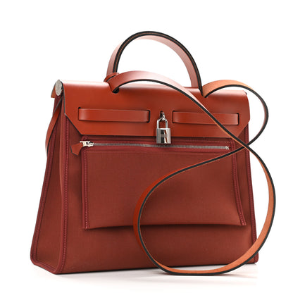 Hermes Military Toile Vache Hunter Herbag Zip PM 31 Rouge H Cuivre 4 of 11
