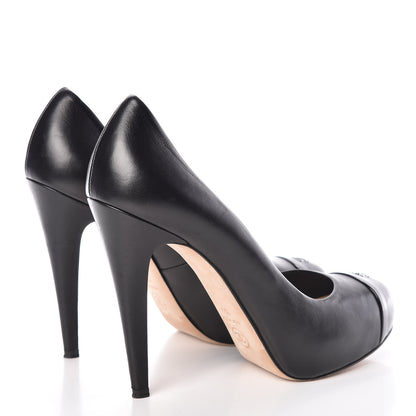 Chanel Lambskin Patent Cap Toe CC Pumps 39.5 Black 4 of 14