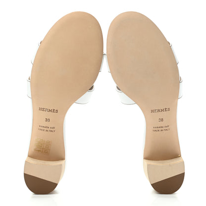 Hermes Calfskin Oasis Sandals 38 White 5 of 9