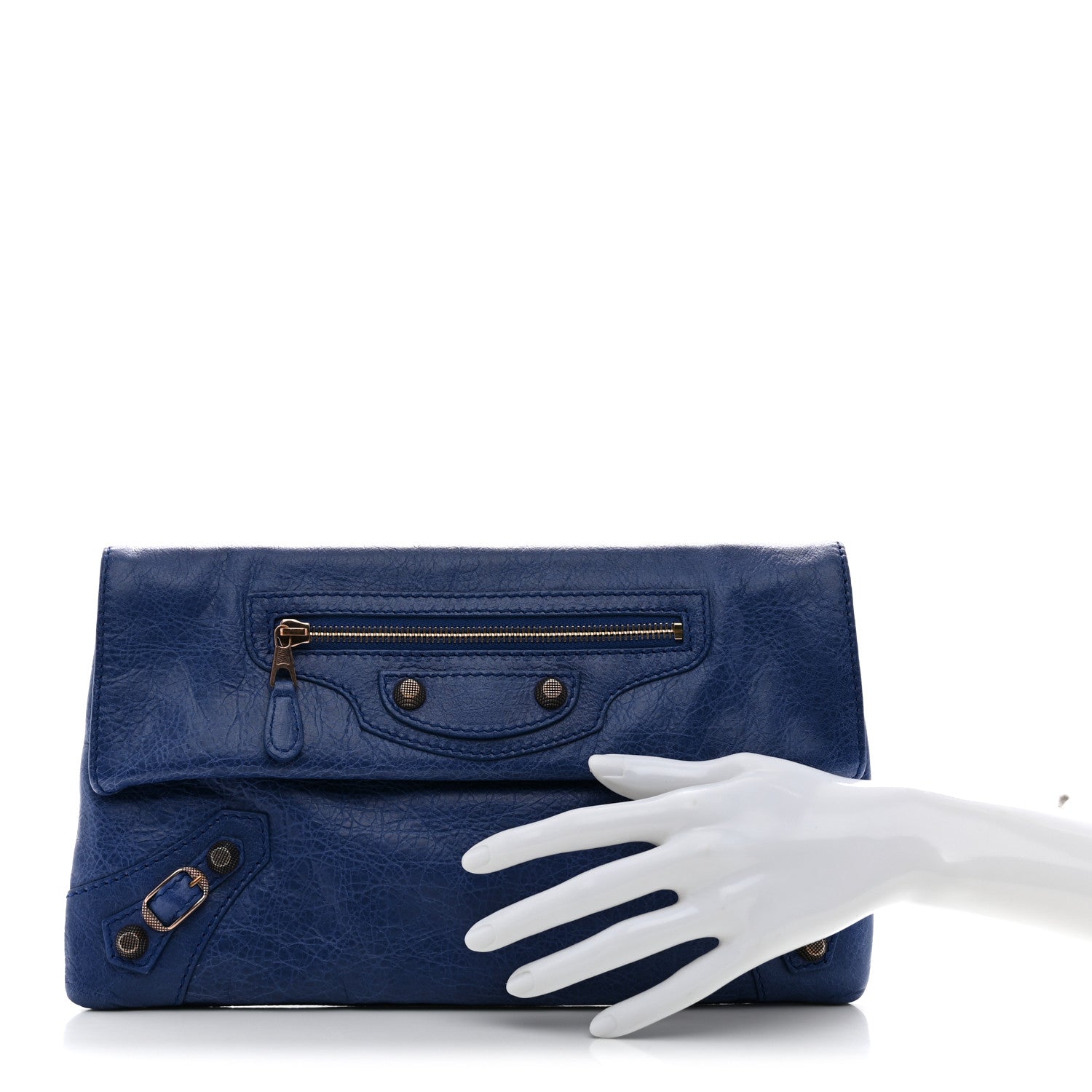 Balenciaga Agneau Giant 12 Rose Gold Hardware Envelope Clutch Bleuette 2 of 8