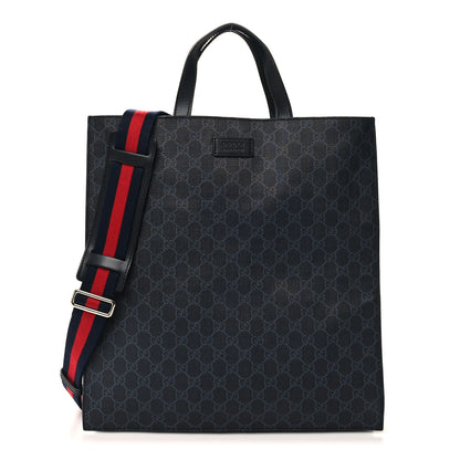 Gucci Soft GG Supreme Monogram Appia Calfskin Web Vertical Tote Black 1 of 10