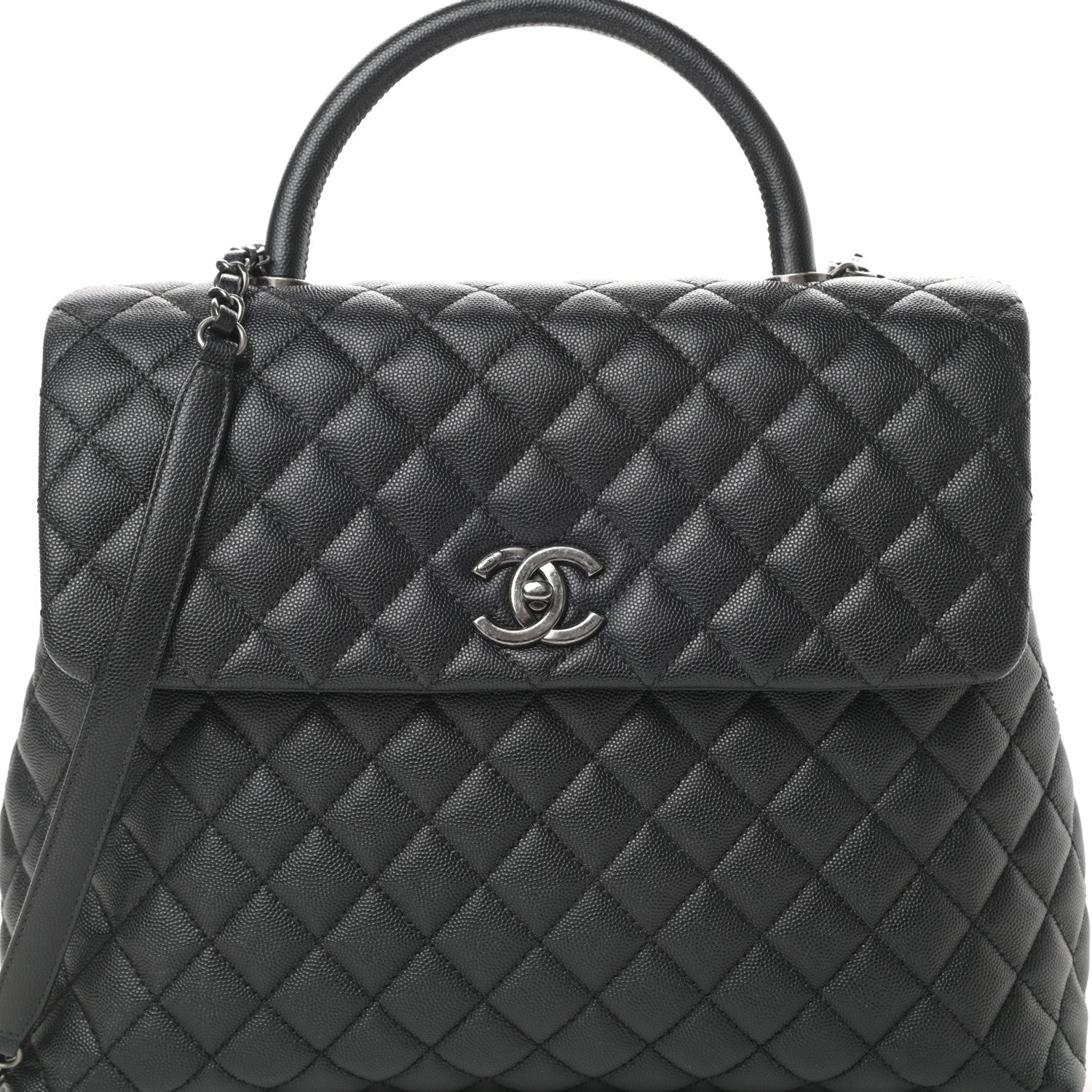Chanel Caviar Quilted Large Coco Handle Flap Black 8 of 11