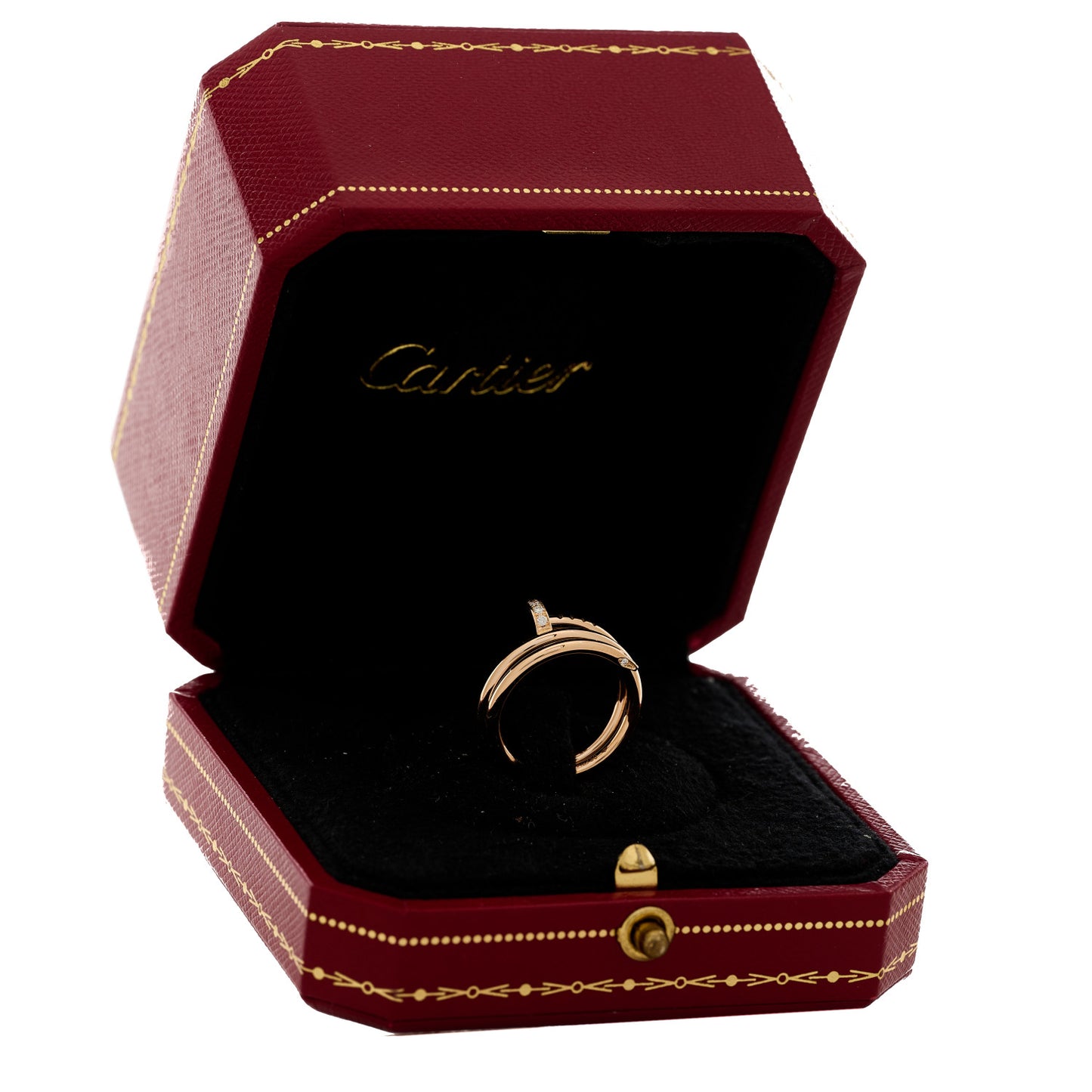 18K Pink Gold Diamond Double Juste Un Clou Ring 50 5.25