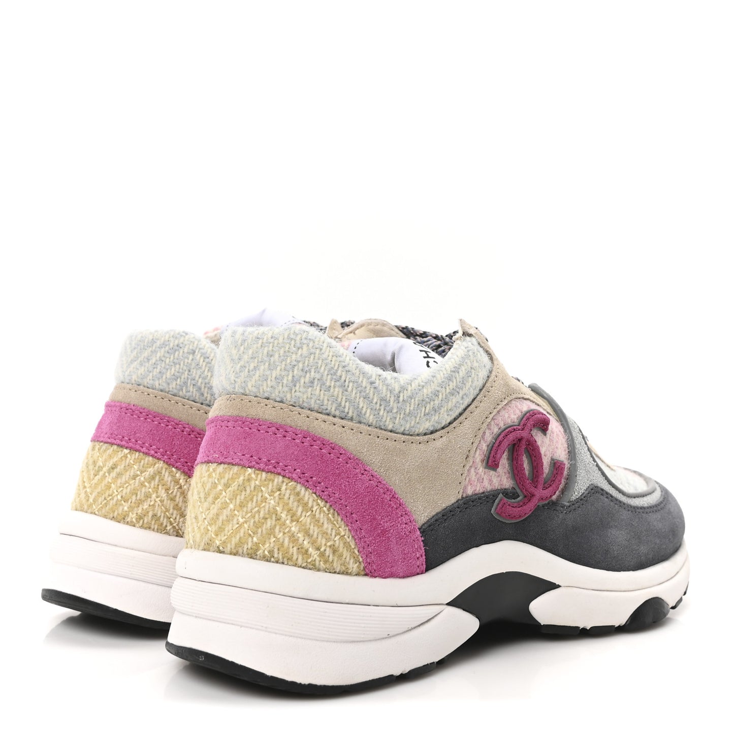 Fabric Suede Calfskin CC Sneakers 35 Dark Blue Beige Multicolor